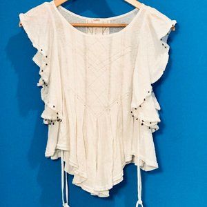 Free People Flowy White Top